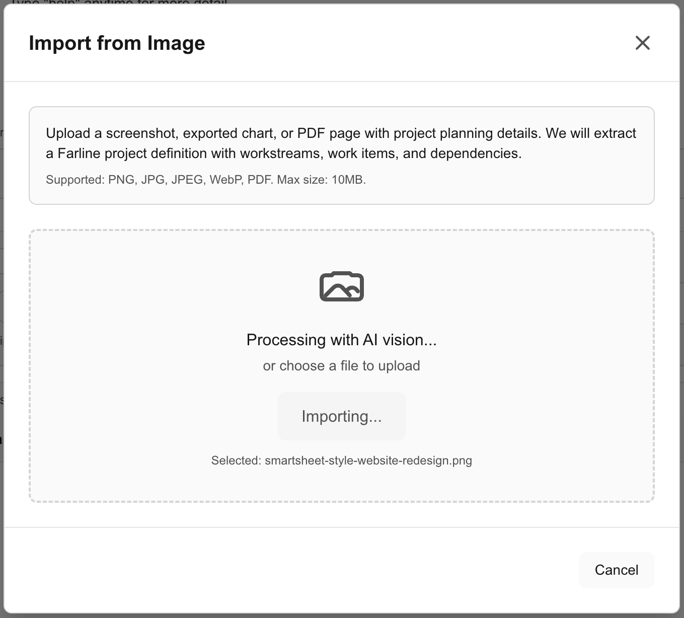 Image import dialog