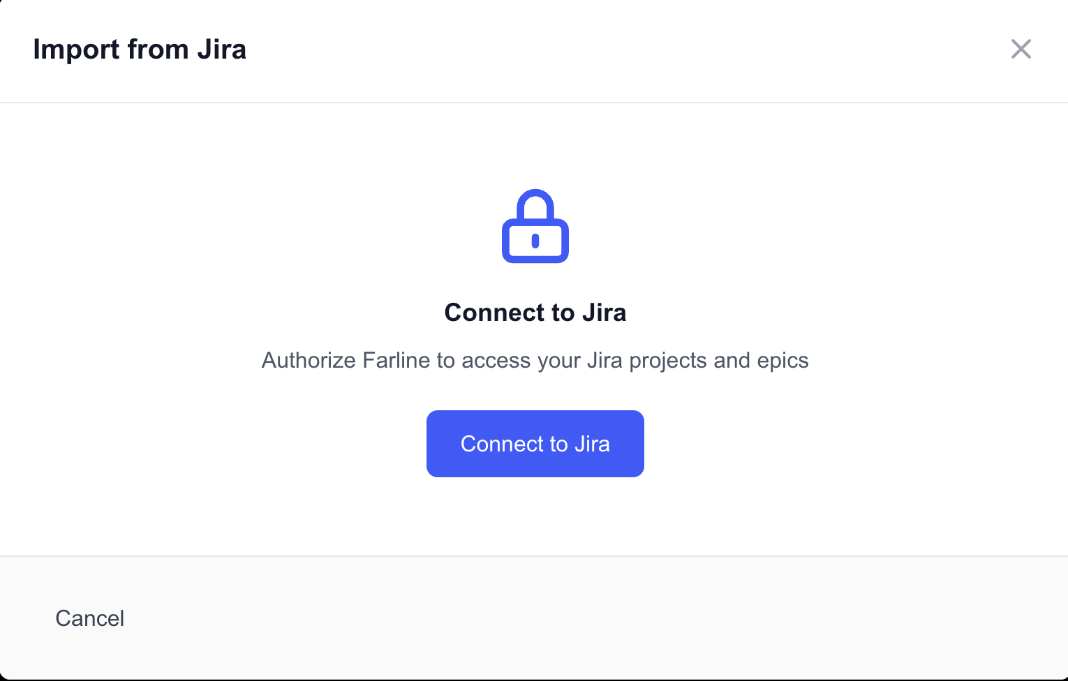 Jira import connection dialog