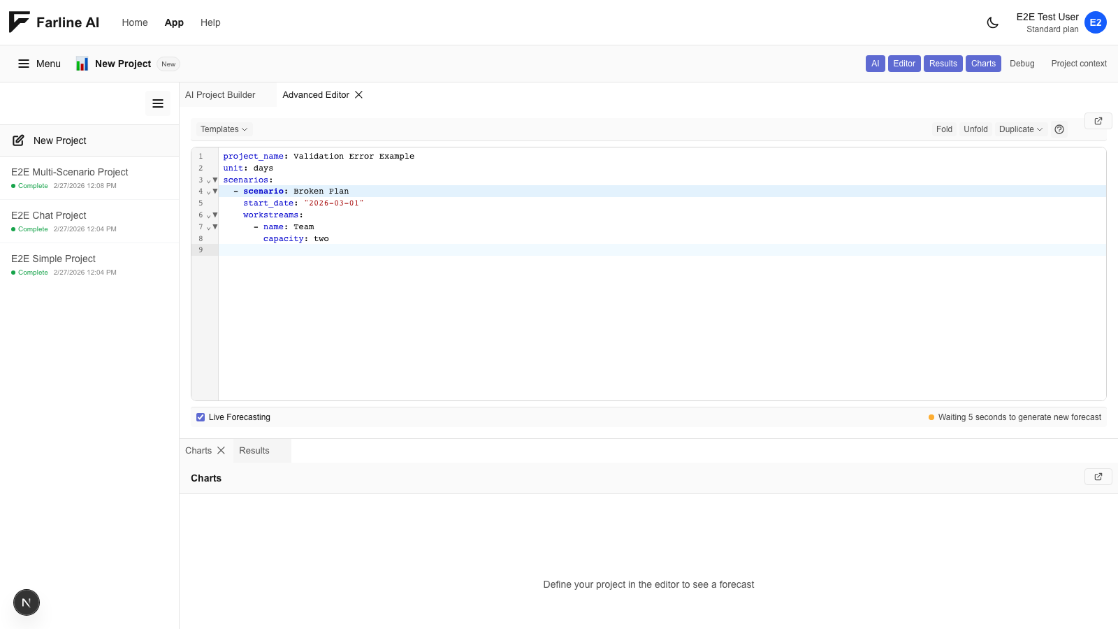Validation error example